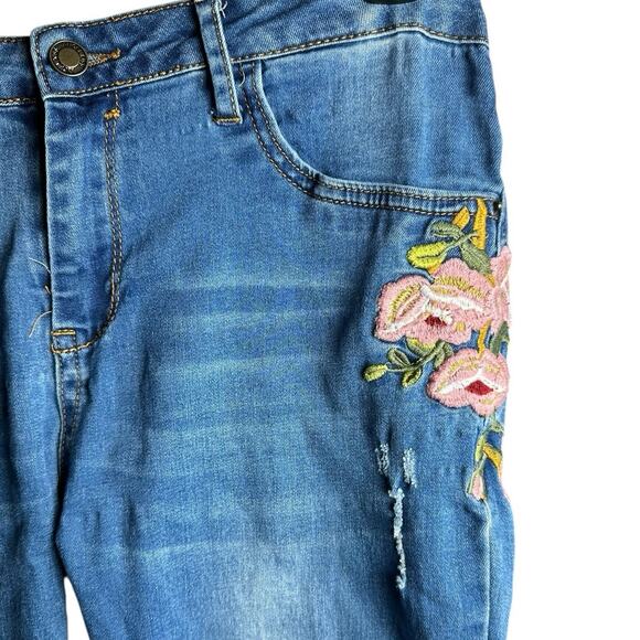 Angel Kiss Los Angeles Womens 11 Mid-Rise Boho Hippie Embroidered Skinny Jeans - Picture 4 of 7